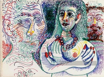  cubiste - Deux hommes et une Femme 1970 cubiste Pablo Picasso